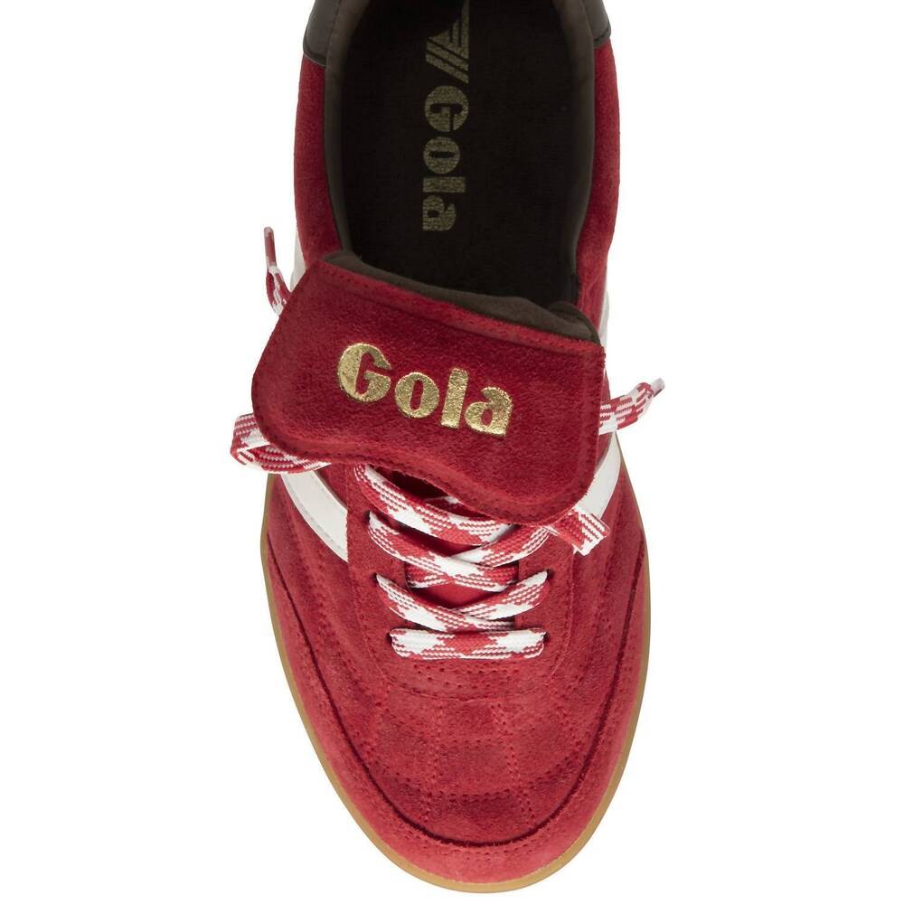 NEW GOLA women's stadia 86 trainer shoes in red/off white/brown/gum - Picture 4 of 4